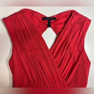 BCBG MaxAzria Red Ruched Bodycon Cocktail Dress Sleeveless L